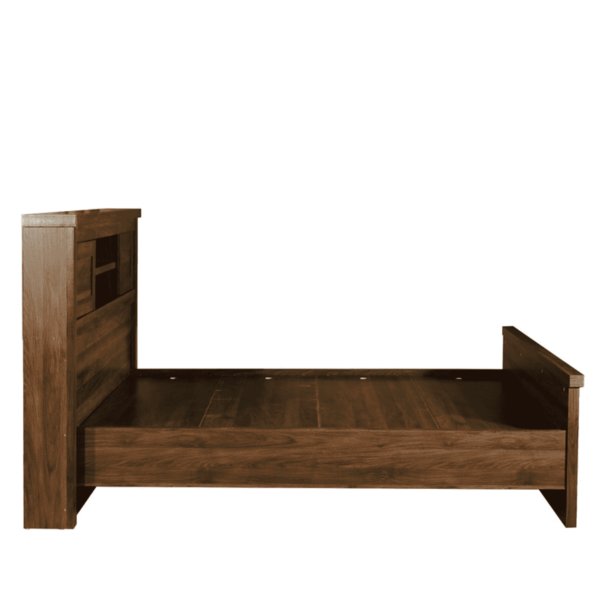 Otuuy Queen Size Bed with Headboard Storage in Walnut Finish By Fern India